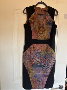 Etro Black Dress with Multicolor Paisley Panels